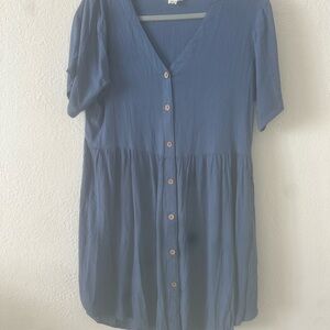 Chic Navy Button-Down Women's Dress